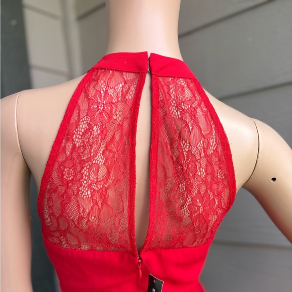 NWT Express Red Lace Halter Maxi - Picture 6 of 9